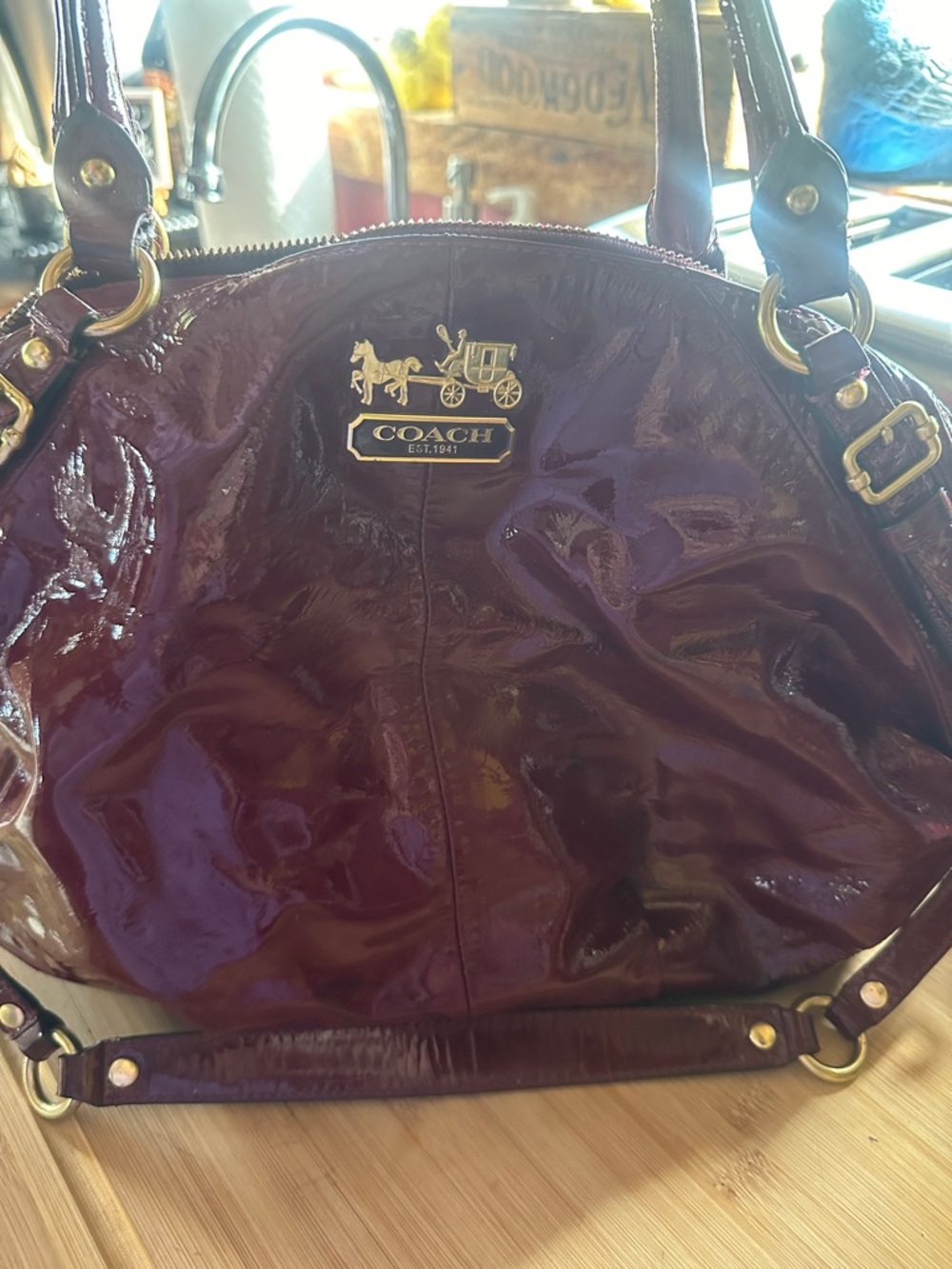 Coach Patent Leather Satchel - Wine